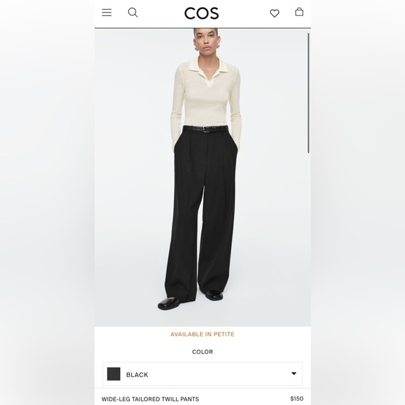Pants - Cos Wide-Leg Tailored Twill Pants